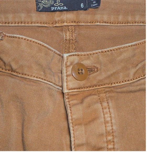 Prana Meme Khaki Chino Pants Brown Burnt Orange Size 6 Outdoors Cabincore - Picture 2 of 6
